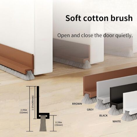 1 Brosse Bas De Porte, Blanc, 100cm, Auto-adhésif, Isolation Phonique, Pour Maison