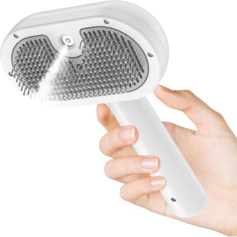 1 Brosse Chat Autonettoyante,Vapeur Rechargeable 3 En 1,Toilettage Poils Longs Courts,Sous-Poil Massage,Chien Chat
