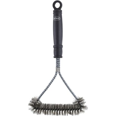 1 Brosse de nettoyage, Poils en acier, Grilles inox chrome émail, Poignée ergonomique, Barbecue extérieur