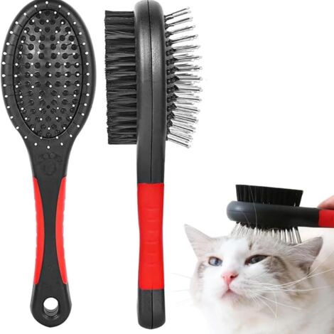 1 Brosse Double Face Pour Chat Et Chien, Picots Métalliques, Poils Souples, Toilettage Quotidien