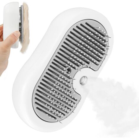 1 Brosse Vapeur Chat, Acier Inoxydable, Auto-Nettoyante, Rechargeable USB, Pour Chien Et Chat
