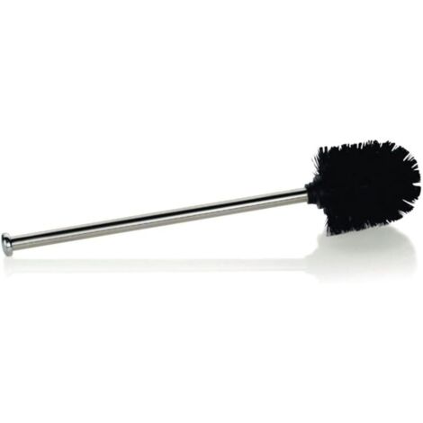 1 Brosse WC Acier Inoxydable Tête Remplaçable Poils Plastique Noir Salle De Bain