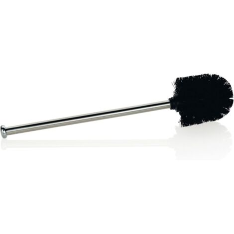 1 Brosse WC Acier Inoxydable Tête Remplaçable Poils Plastique Noir Salle De Bain