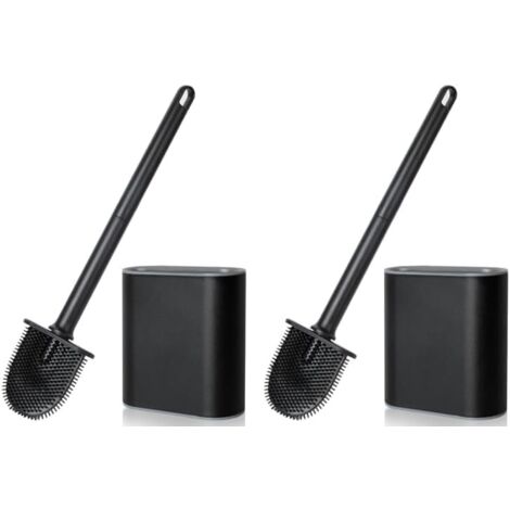 1 Brosse WC, Tête En Silicone Flexible, Manche Antidérapant, Support Aéré Pour Salle De Bain