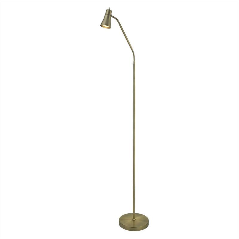 Fusion - 1 Light Floor Lamp Antique Brass with Flexi Head, GU10 - Searchlight