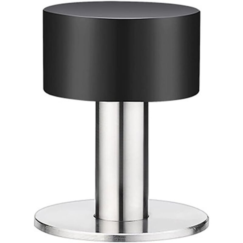 1 butée de porte autocollante de 60 mm avec caoutchouc noir et corps en acier inoxydable, sans perçage et anti-bruit
