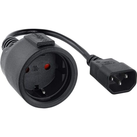 1 Câble Adaptateur Secteur, Connecteur C14 Mâle, Prise CEE7 Femelle, Pour Onduleur, Noir