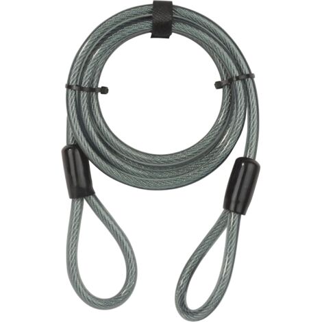 1 Câble Antivol, Spirale Acier Tressé, 2 Boucles, Longueur 2,2m, Diamètre 10mm, Pour Vélo Et VTT