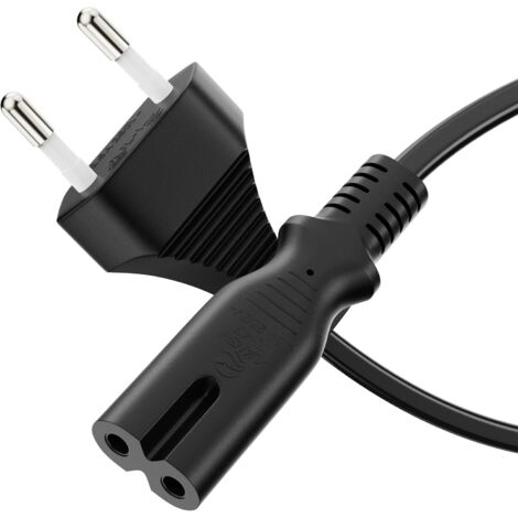 1 Câble d'alimentation, 2 pôles, Type C sur IEC C7, 5,0m, Cuivre, PVC, Noir, Pour TV, Console, Appareil ménager