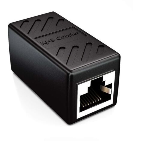 1 câble de couplage CAT6, câble réseau, câble de brassage, câble Ethernet, adaptateur modulaire, blindé, 2 prises RJ45, DSL/LAN, noir