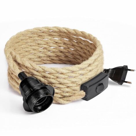 1 Câble Electrique Textile, 4,6M, Douille E27, Interrupteur Intégré, Pour Lampe Suspendue