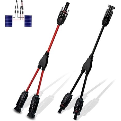 1 Cable Panneau Solaire, Câble Solaire 6 Mm2, Connecteur MC4(1 À 2 Branches), Y Connecteurs Câble, Panneaux Solaires, Rouge Et Noir, Cable Mc4, Panneau Solaire Ecoflow