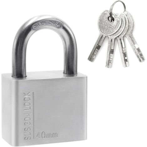 1 cadenas, acier inoxydable 304, étanche, 4 clés, antivol, pour vélo porte garage