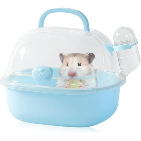 1 Cage de transport, Poignée portable, Fentes d'aération, Boucle de sécurité, Bouteille d'eau, Pour hamsters souris gerbilles