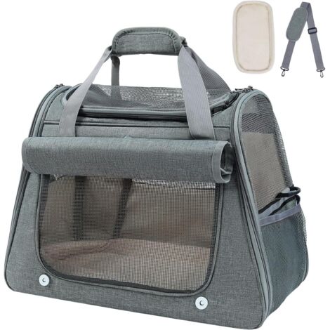 1 Caisse de Transport Pliable,Chien Chat Chiots,Jusqu'à 6 Kg,45x25x34cm,Matelas Amovible,Voyage Avion Voiture
