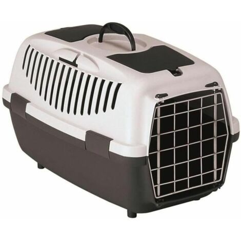 1 Caisse de transport pour chien, porte métallique, plastique PVC, fente ceinture sécurité, voyage voiture 6kg