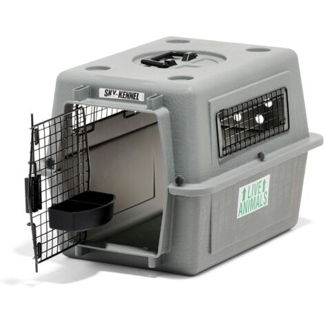 1 Caisse de transport, résine robuste, grille soudée, serrure 4 points, norme IATA, pour chien chat avion