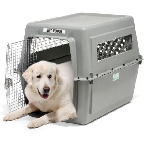 1 Caisse de transport, résine robuste, grille soudée, serrure 4 points, normes IATA, pour chien 41-57 kg