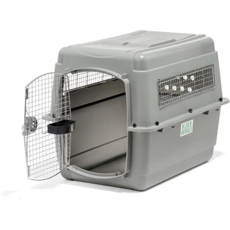1 Caisse de transport, résine robuste, grille soudée, serrure 4 points, normes IATA, pour chien chat