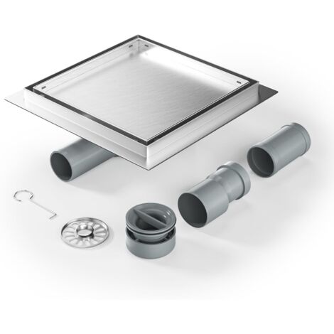 1 - Caniveau de douche - Siphon - Acier inoxydable SUS304 avec grille 2 en 1 et anti-odeurs pour salle de bain cuisine balcon garage Argent 20x20cm