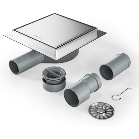 1 - Caniveau De Douche - Siphon Anti-odeurs - Acier Inoxydable 304 Et Grille 2 En 1 Pour Carrelage - Salle De Bain Cuisine Balcon - Argent - 15x15cm