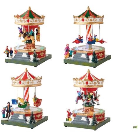 1 CAROSELLO CON LED E MOVIMENTI 13X12X18,5CM ASSORTITO PRESEPE GIOSTRA