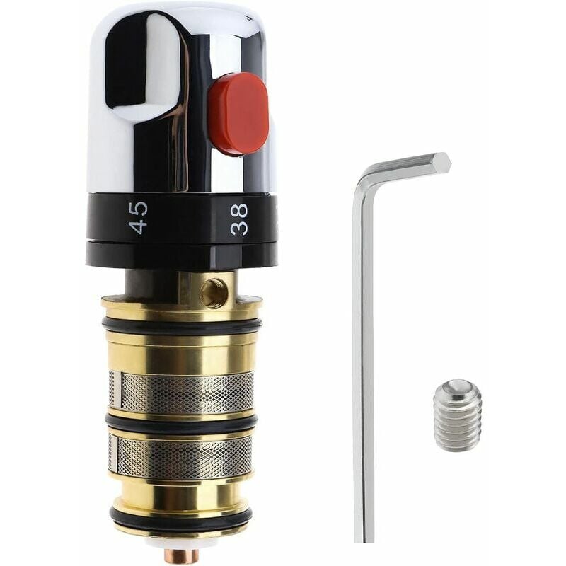 1 cartouche de rechange thermostatique pour mitigeur de baignoire et douche en laiton massif plaqué chrome