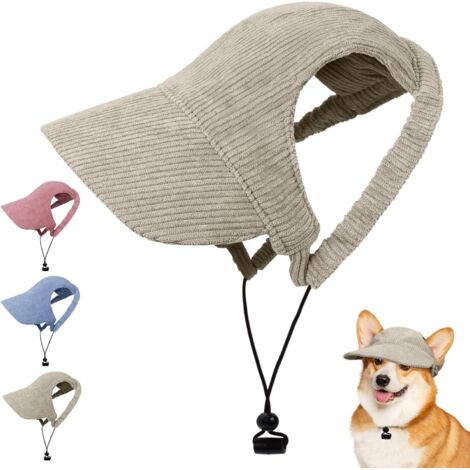 1 casquette de baseball pour chien, bord large anti-uv, velours côtelé respirant, mentonnière réglable, taille s, kaki