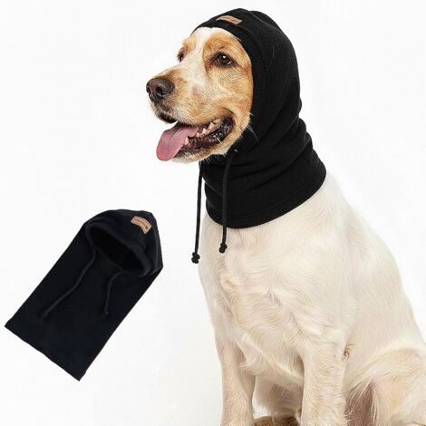 1 casquette et snood chien, cache oreille, coton double couche, fermeture réglable, anti-bruit, hiver pour chien taille m