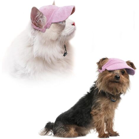 1 casquette pour chien, tissu velours côtelé, trous pour oreilles, sangle réglable, protection solaire, petite moyenne grande taille