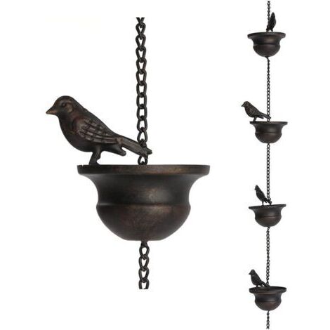 1 chaîne de pluie pour gouttières, oiseaux mobiles sur gobelets, jeux de pluie avec crochet de suspension et oiseaux