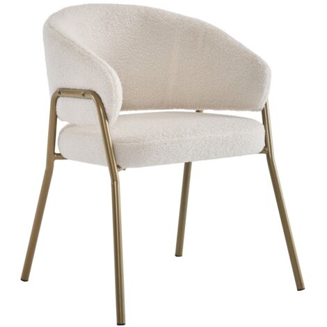 1 chaises design velours blanc & pieds dorés - Salle à manger moderne - Élégance et confort haut de gamme Blanc