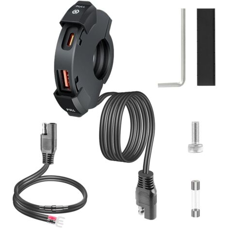 1 Chargeur Moto, Prise USB Étanche IP65, Double Port Type-C PD 30W Et USB-A 18W, Pour Vélo Camping-Car