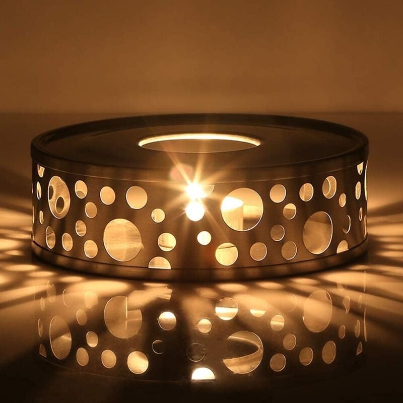 Fitags - 1 chauffe-théière en inox avec bougeoir - dimension : 15,55cm