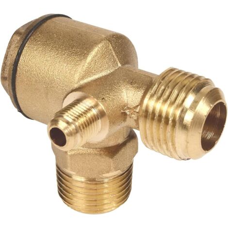 1 Clapet anti-retour Compresseur air, Laiton 3 voies, Fileté 1/2 pouce, Pour réservoir et pompe