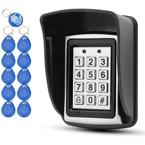 1 - Clavier RFID - Porte-clés - Accès 1000 Utilisateurs - Mot de passe et Carte - Aluminium - Noir - 12x8cm