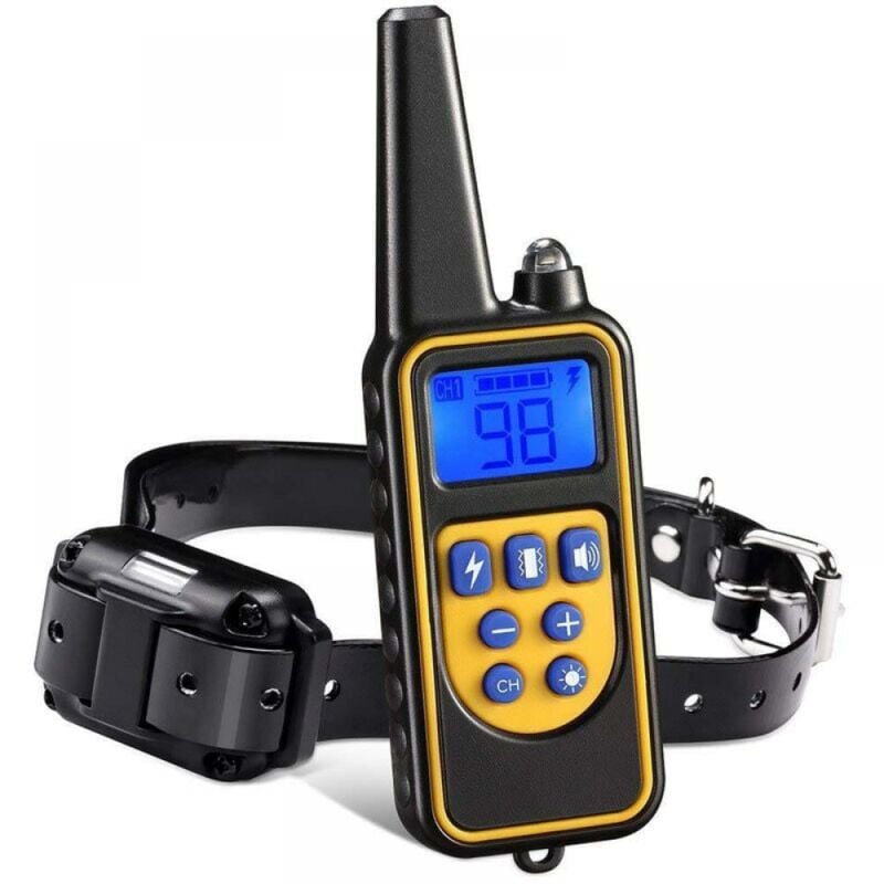 Cyslmuk - 1 collier de dressage pour chien rechargeable, portée 800 m, avec modes vibration, son, choc électrostatique et lumière, étanche IPX67,