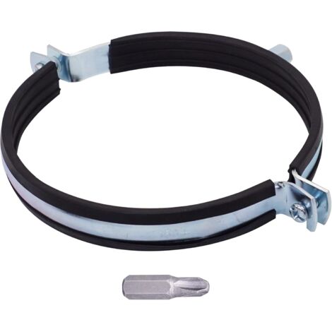 1 Collier De Serrage Tuyau 150 Mm Revêtement Caoutchouc Acier Zincé Montage Mur Plafond