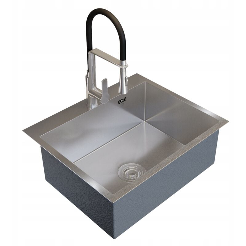 Granitan - 1 compartiment évier en acier 60x50 + batterie nexo chrome