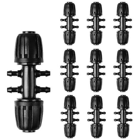 1. Connecteur té d'irrigation goutte-à-goutte, adaptateur barbelé pour tube et bande d'arrosage, raccord de tuyau pour système d'irrigation.