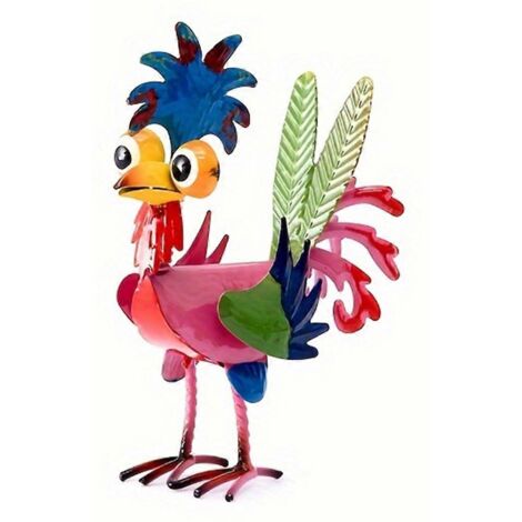1 coq en métal d'extérieur, décoration de jardin en forme de coq en métal --