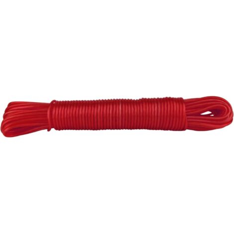 1 Corde à linge, 20 m, polyester, revêtement PVC, résistant UV, intérieur extérieur