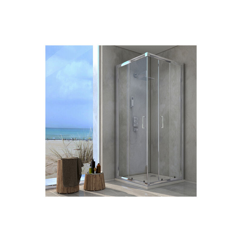 Côté douche d'angle Essential Crystal - 98-100 cm / Ouverture 39 cm