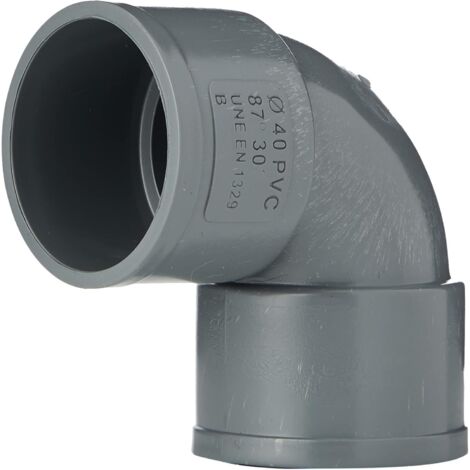 1 - Coude PVC - Raccord 40 mm - Angle 87 degrés - Femelle-femelle - Pour évacuation eau - Gris - 40x40 mm