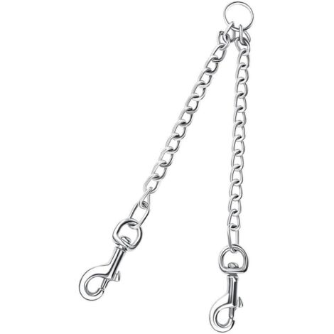 1 coupleur de laisse double en métal, crochet pivotant 360°, accessoire anti-nœuds pour 2 chiens, promenade extérieure