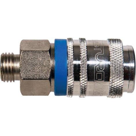 1 - Coupleur Rapide - Raccord Métal - Filetage 3/8 Mâle - Pour Air Comprimé Et Outils Pneumatiques - Argent - 3/8 Pouces