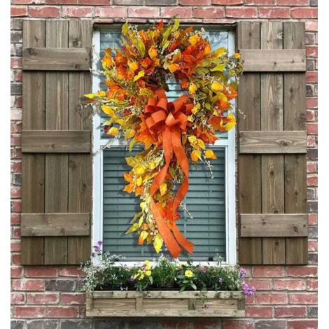 1 couronne d'automne artificielle avec vignes pour la porte d'entrée, idéale pour une décoration murale de fête des récoltes ou de Thanksgiving