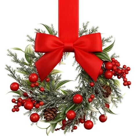 1 Couronne De Noël Pour La Porte  Petite Couronne en Forme de Nœud Papillon - Guirlande De Noël Artificielle Pour Porte D'Entrée,Pour Extérieur Fêtes Cuisine Hiver Intérieur Manteau De Cheminée Mur Ac