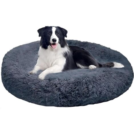 1 coussin chien rond orthopedique fourrure artificielle bords surélevés lavable voyage maison