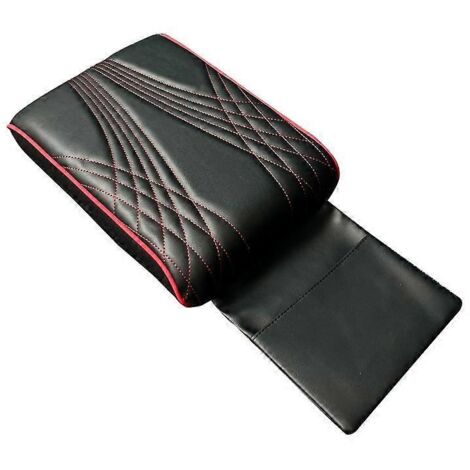 1. Coussin d'accoudoir de console centrale pour voiture, housse en cuir PU noir et rouge, style ange, matelassé intérieur.